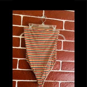 Multicolor Striped Tube Top Body Suit